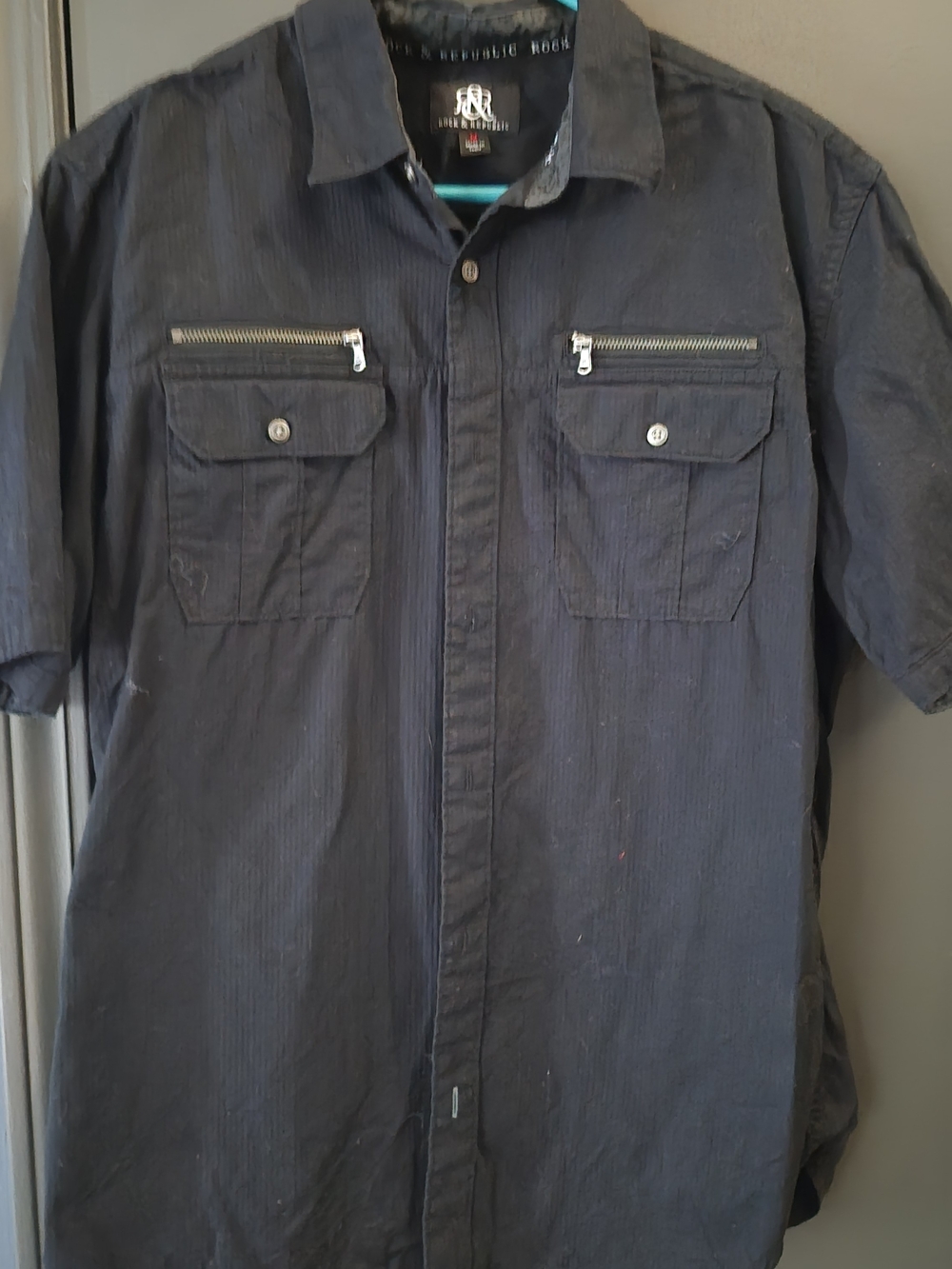 Rock & Republic Men's Short-Sleeve Shirt Jacket in Navy